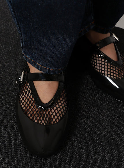 Alaia Rubber Flat Mesh Ballerinas