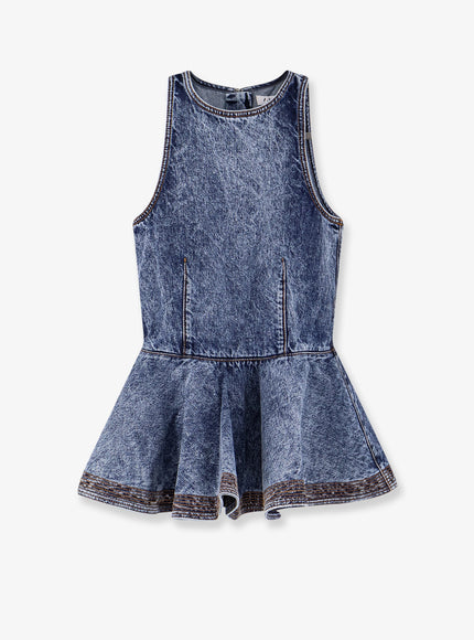 Alaia Peplum Denim Top Bleu Neige
