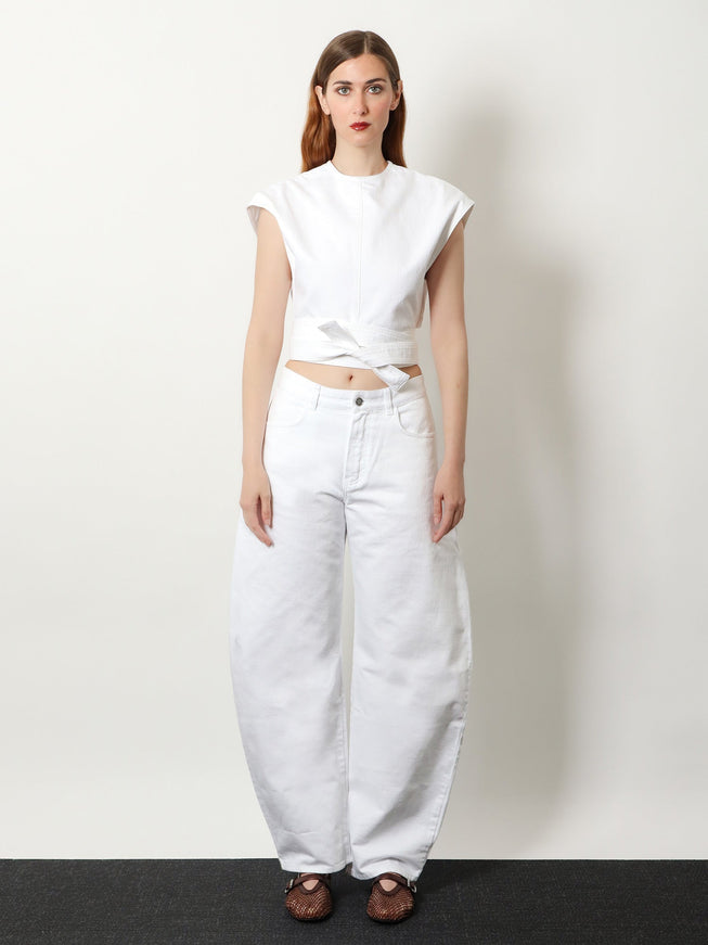 Alaia Cotton Crop Fit Belted Top
