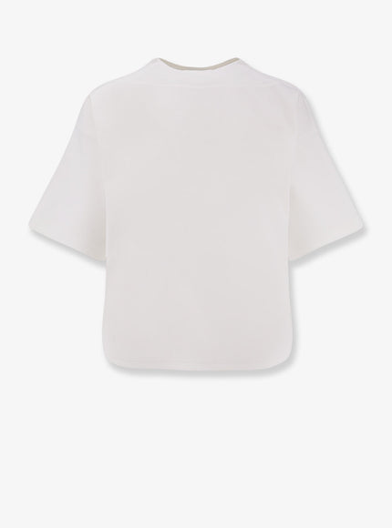 Alaia Boxy Cotton Blend T-Shirt Blanc