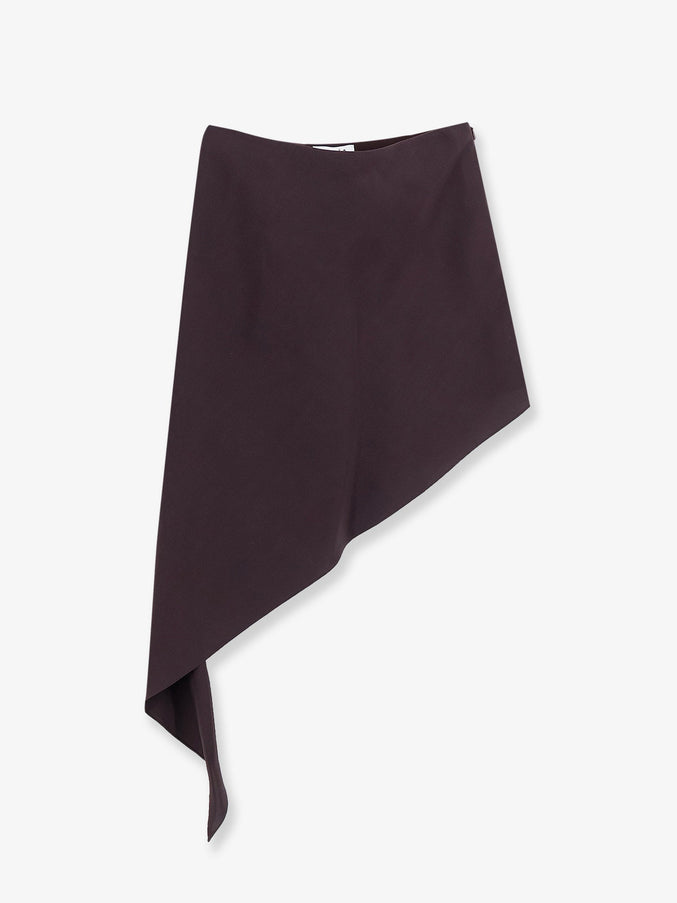 Alaia Asymmetric Paper And Viscose Skirt Aubergine
