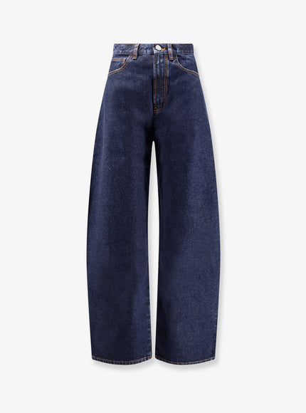 Alaia Round Blue Denim Jeans Dock Blue