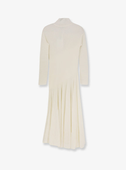 Alaia Long Wool Dress Blanc