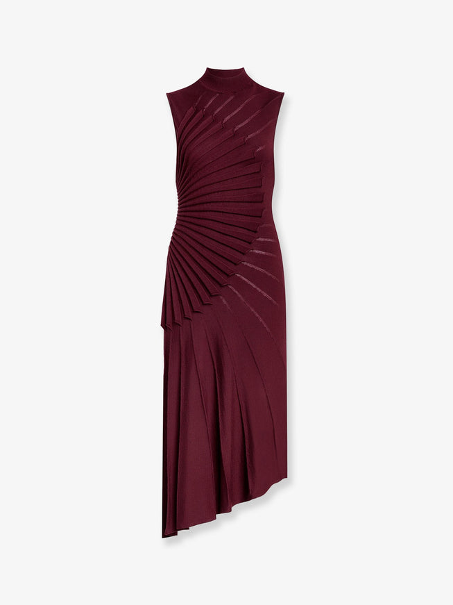 Alaia Scupting Virgin Wool Dress Burgundy