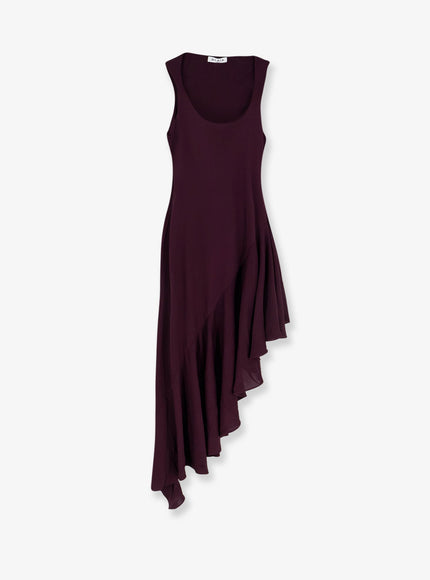 Alaia Long Asymmetrical Viscose Dress Bordeaux