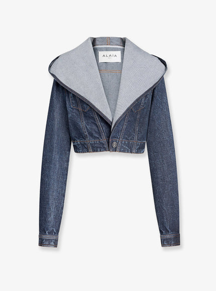 Alaia Hooded Denim Jacket Dock Blue