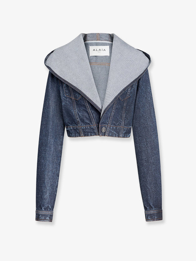 Alaia Hooded Denim Jacket Dock Blue