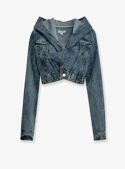 Alaia Hooded Denim Jacket Bleu Neige