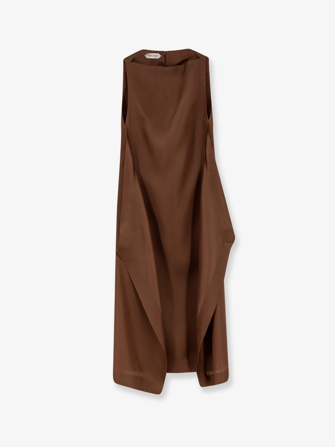 Alberta Ferretti Silk Long Dress Marrone