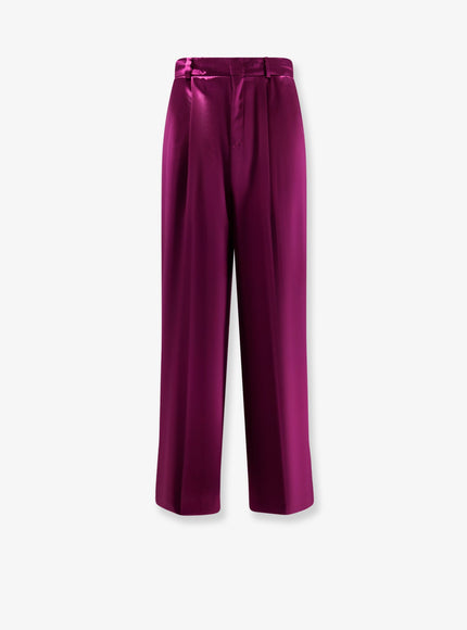 Alberta Ferretti Satin Trousers With Pinces Viola