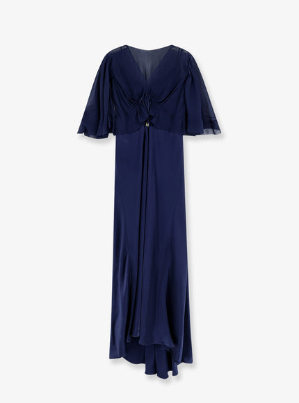 Alberta Ferretti Satin Long Dress Blu