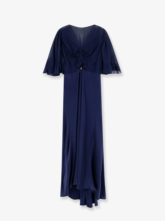 Alberta Ferretti Satin Long Dress Blu