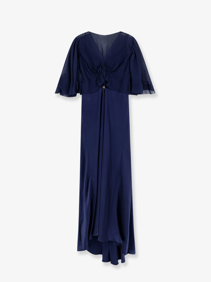 Alberta Ferretti Satin Long Dress Blu