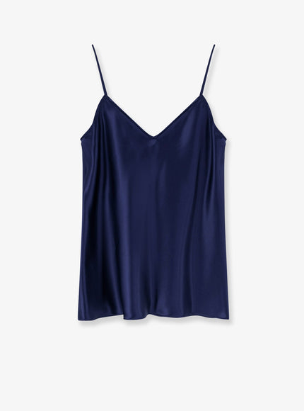 Alberta Ferretti Satin Top Blu
