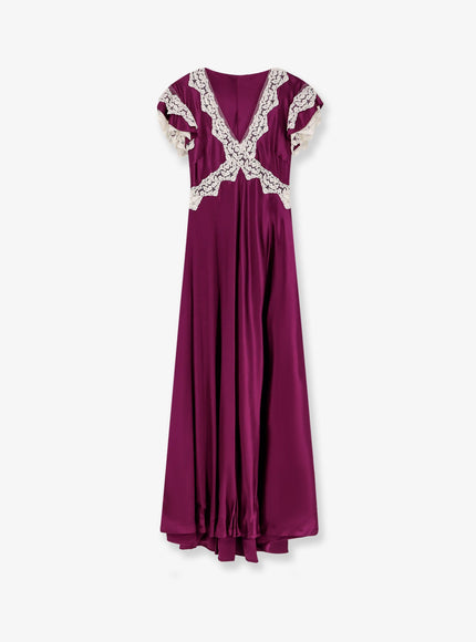 Alberta Ferretti Viscose Long Dress Fantasia Viola