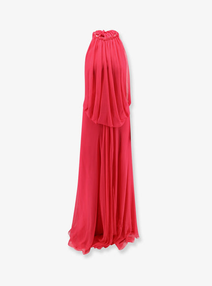 Alberta Ferretti Silk Long Dress Fuxia