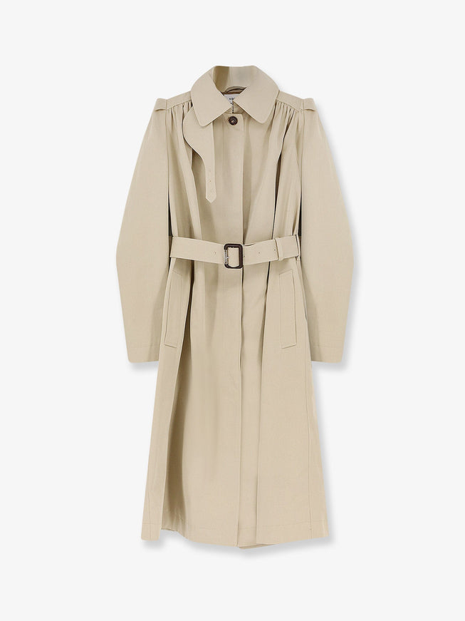 Alexander Mcqueen Cotton Trench With Puff Sleeves Pale Beige
