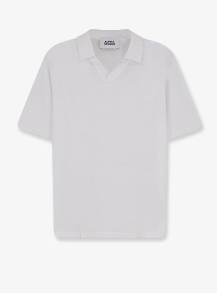 Alpha-Studio Linen And Cotton Blend Polo Shirt Bianco