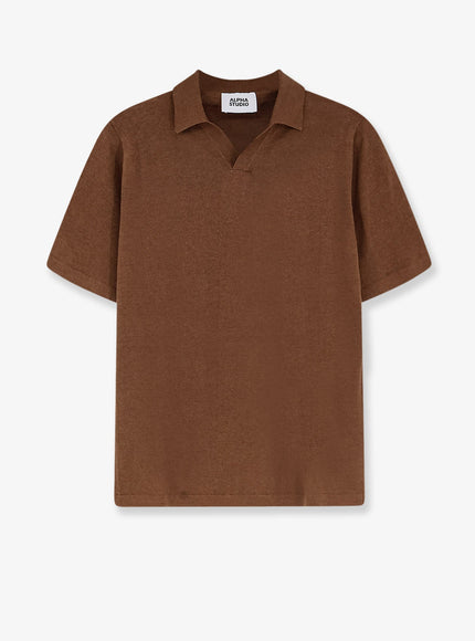 Alpha-Studio Linen And Cotton Blend Polo Shirt Caffe