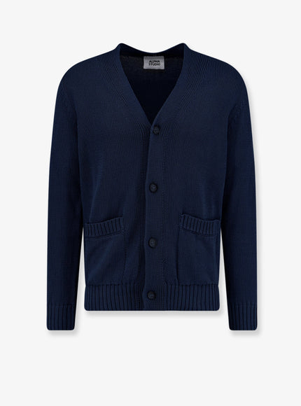 Alpha-Studio Cotton Cardigan Blunotte