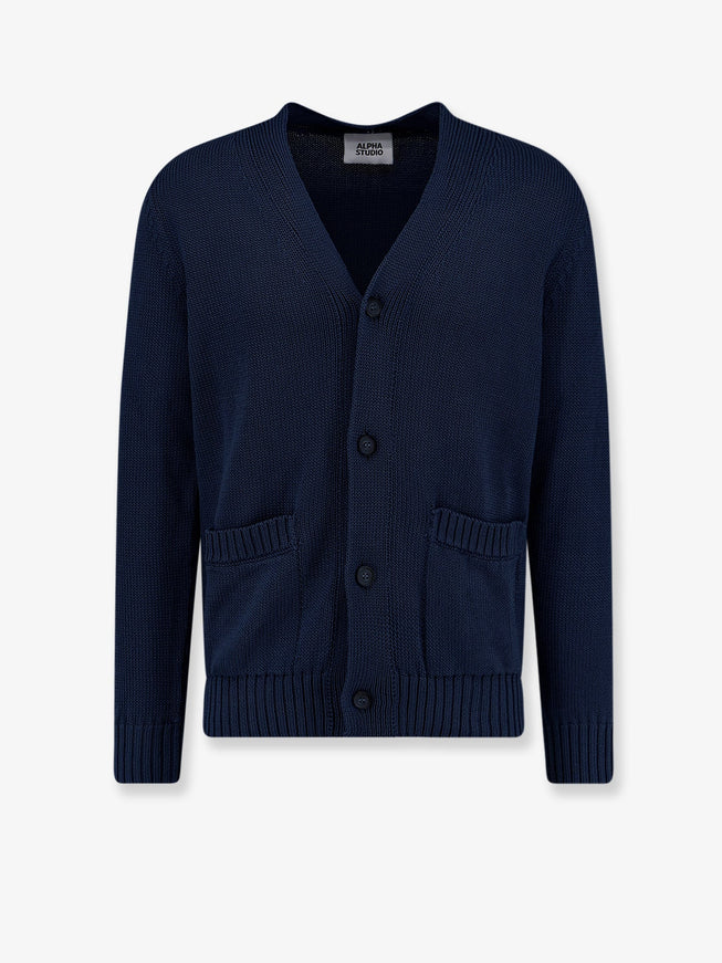 Alpha-Studio Cotton Cardigan Blunotte