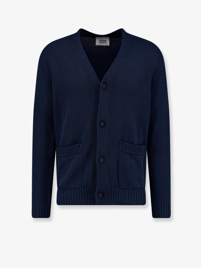Alpha-Studio Cotton Cardigan Blunotte