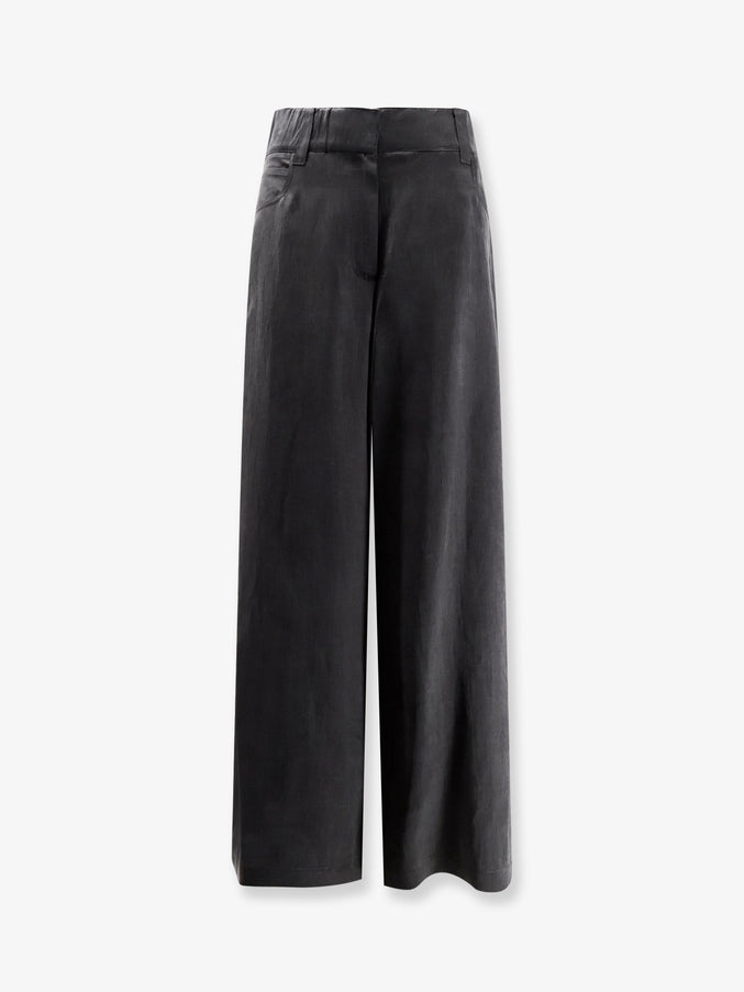 Alysi Lyocell And Cotton Trousers Liquirizia