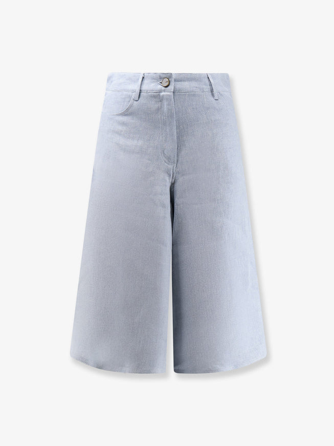 Alysi Délavé Linen Bermuda Shorts Celeste