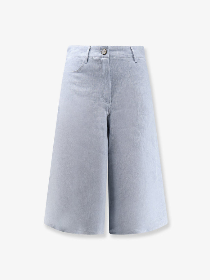 Alysi Délavé Linen Bermuda Shorts Celeste