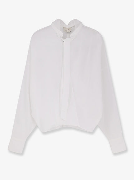 Alysi Cotton Shirt With Bow Bianco