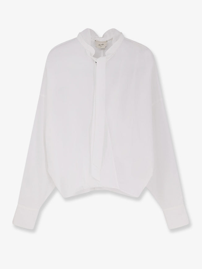 Alysi Cotton Shirt With Bow Bianco
