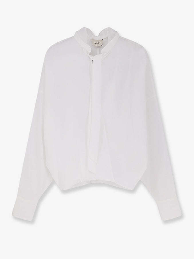 Alysi Cotton Shirt With Bow Bianco