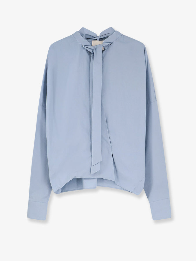 Alysi Cotton Shirt With Bow Cielo