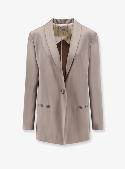 Alysi Single-Breasted Satin Blazer Taupe