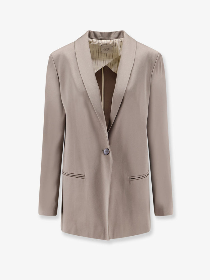 Alysi Single-Breasted Satin Blazer Taupe