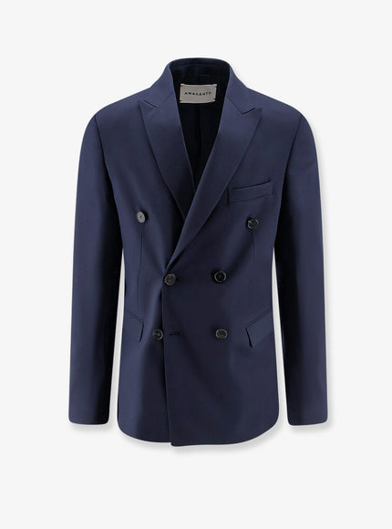 Amaranto Virgin Wool Blend Blazer Navy