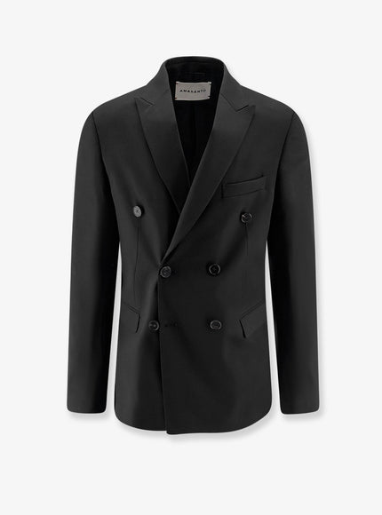 Amaranto Virgin Wool Blend Blazer Nero