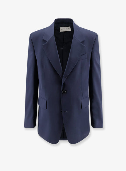 Amaranto Virgin Wool Blend Blazer Navy