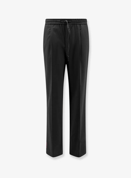 Amaranto Virgin Wool Blend Trousers Nero