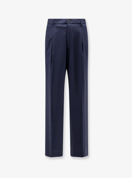 Amaranto Virgin Wool Blend Trousers Navy