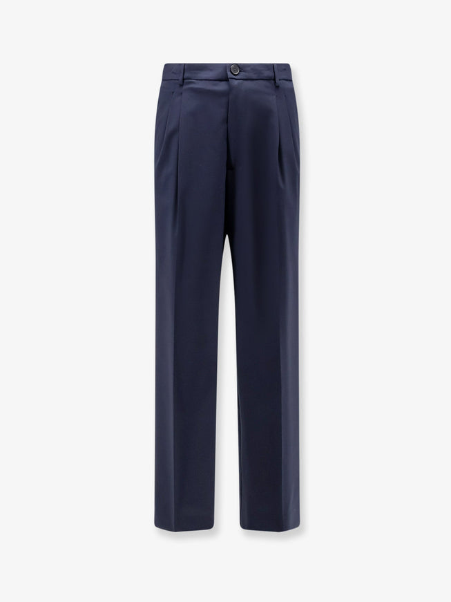 Amaranto Virgin Wool Blend Trousers Navy