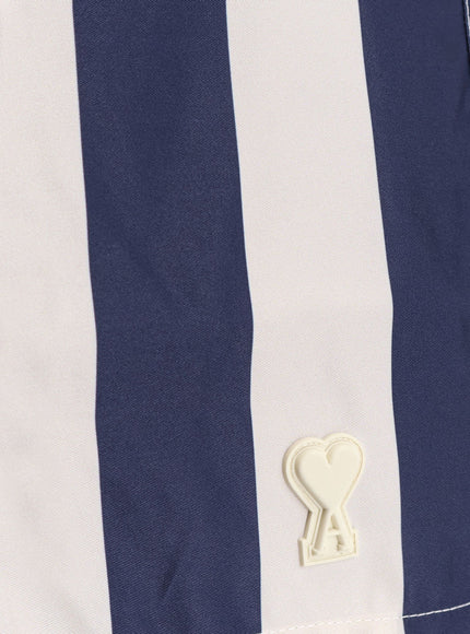 Ami Paris Nylon Swim Shorts With Striped Pattern
