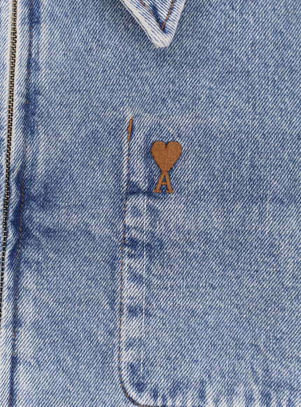 Ami Paris Denim Jacket With Iconic Logo On The Front