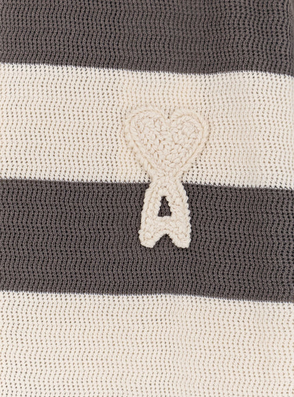 Ami Paris Ami De Coeur Striped Cotton Cardigan