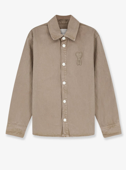 Ami Paris Ami De Coeur Cotton Shirt Beige Taupe