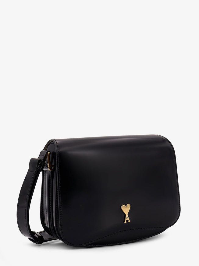 Ami Paris Suede Shoulder Bag With Metal Logo On The Front