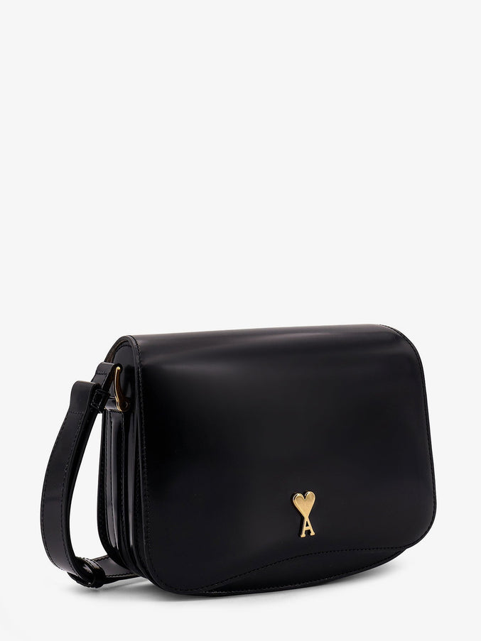 Ami Paris Suede Shoulder Bag With Metal Logo On The Front