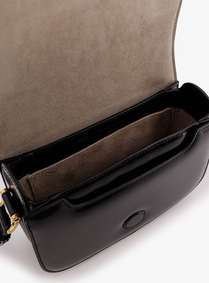 Ami Paris Suede Shoulder Bag With Metal Logo On The Front