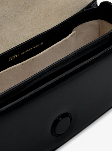 Ami Paris Leather Shoulder Bag With Logo On The Front