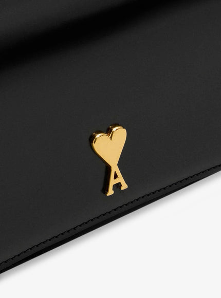 Ami Paris Leather Shoulder Bag With Logo On The Front